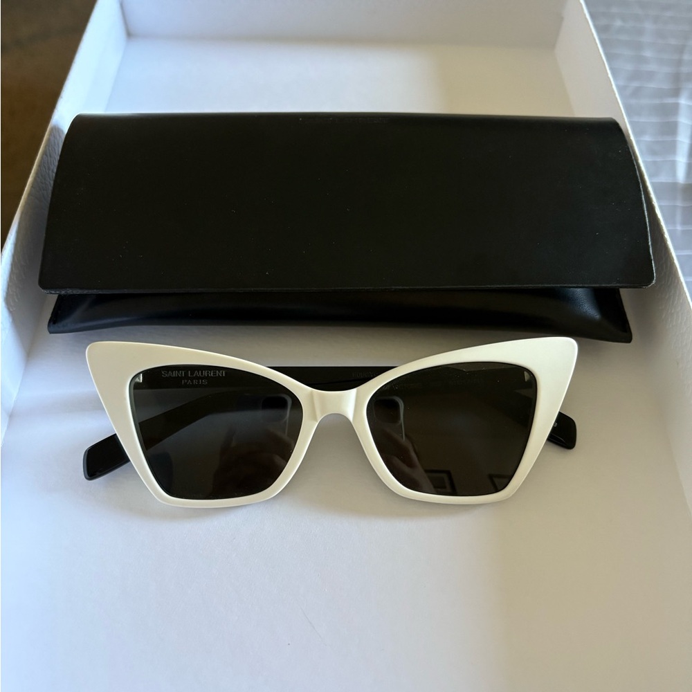 Saint Laurent Women's White Cat-Eye Sunglasses with case